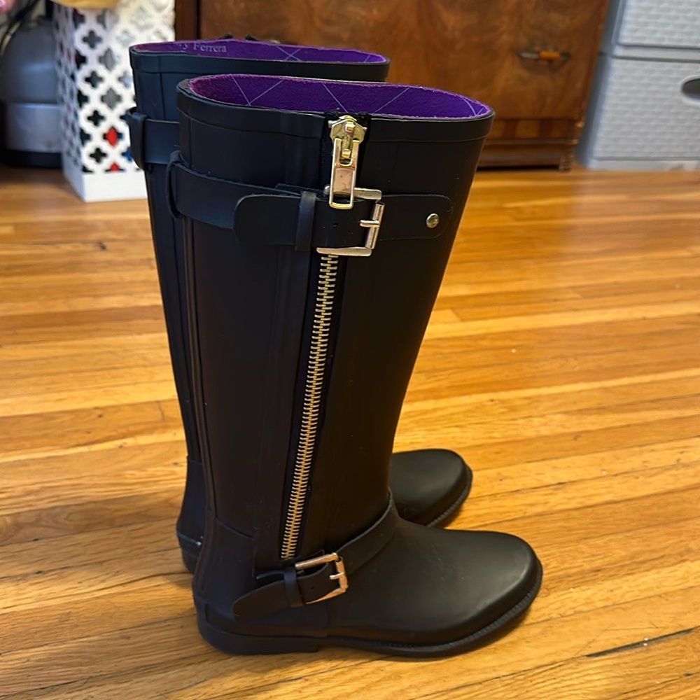 Henry Ferrera Black Rain Boots, Size 9